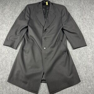 Canali‎ Overcoat Mens 42R Black Wool Single Breasted Water Resistant Italy